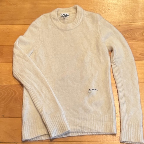 Ganni Alpaca Wool Blend Cream Knit Sweater - Picture 5 of 9